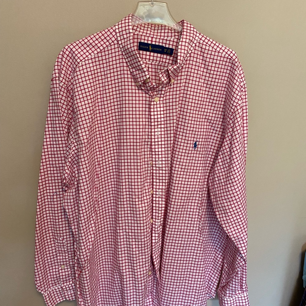 Ralph Lauren Red and White Checkered Men's Shirt